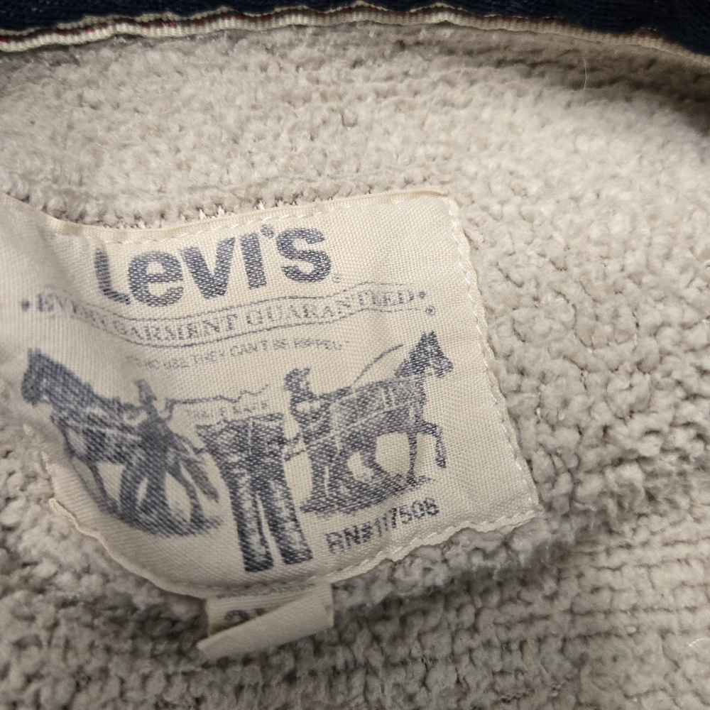 Men Levi's Green Military Style Jacket with Flag Patch Size 3XL - Picture 7 of 10